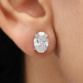 1-6 Carat Oval Stud Push Back Earring in 14K Gold - Lab Grown Diamond